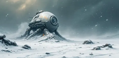 Sci Fi Structure On A Frozen Planet