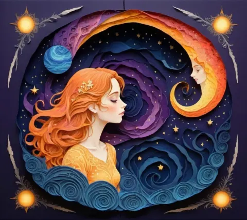 Woman In A Felt Cosmic Tapestry