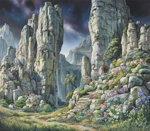 Green And Blue Stone Formations