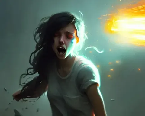 Girl Unleashing Rage In Particles