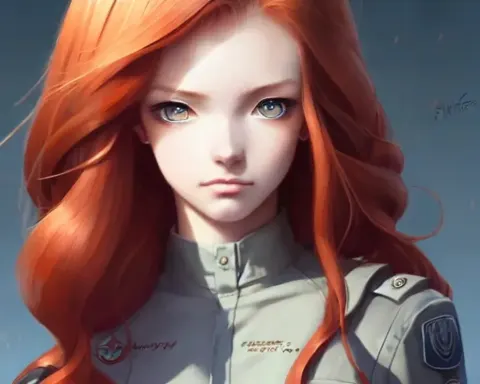 Redhead In Military Outfit