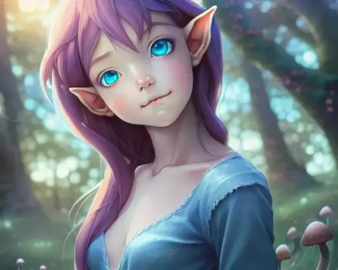 Smiling Elf Among Mushrooms
