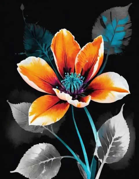 Abstract Flower On Black