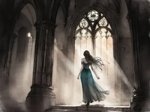 Woman In A Gothic Cathedral