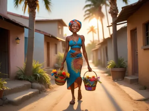 Woman Carrying Borrowed Items