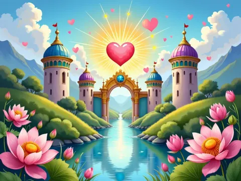 Glowing Heart Above A River