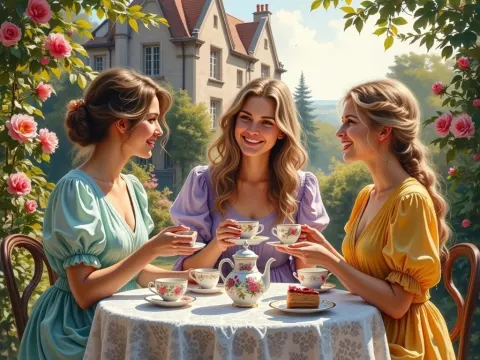 Tea Party In A Lush Garden