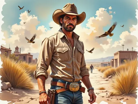 Rugged Cowboy At Sunset