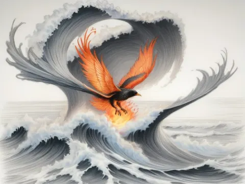 Firebird Over A Cresting Wave