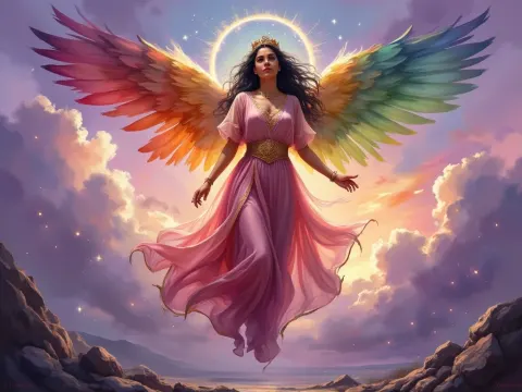 Angel With Multicolored Wings