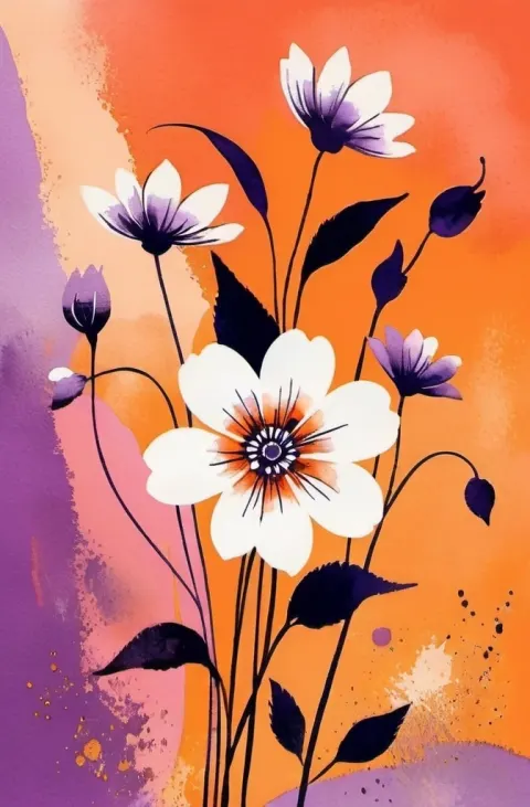 Stylized White Flower Design