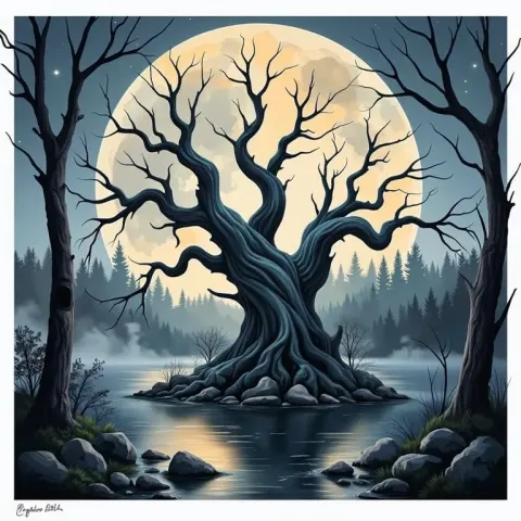 Gnarled Tree On A Moonlit Night