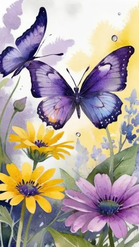 Purple Butterfly In A Lush Garden