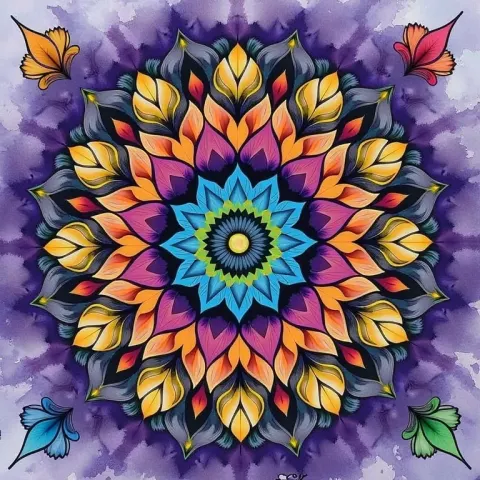 Colorful Feathered Mandala
