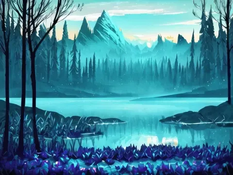 Fantasy Landscape In Cool Tones