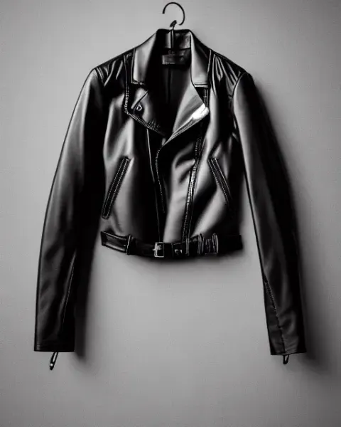 Black Leather Jacket Product Photo