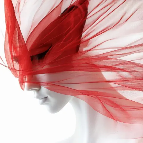 Veiled Monarch in Deep Red Authority