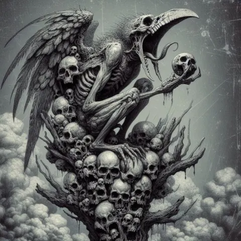 Gloomy Skull Tree With Gargoyle