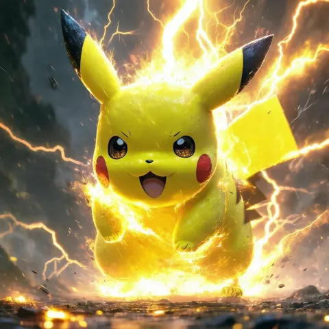 Pikachu Unleashing Thunder in Photoreal Concept