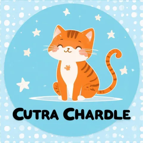 Whimsical Orange Cartoon Cat Among Stars