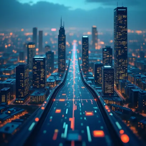 Financial Cityscape Woven From Charts and Graphs