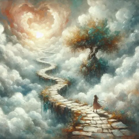 Whimsical Fantasy Art Of Girl Walking