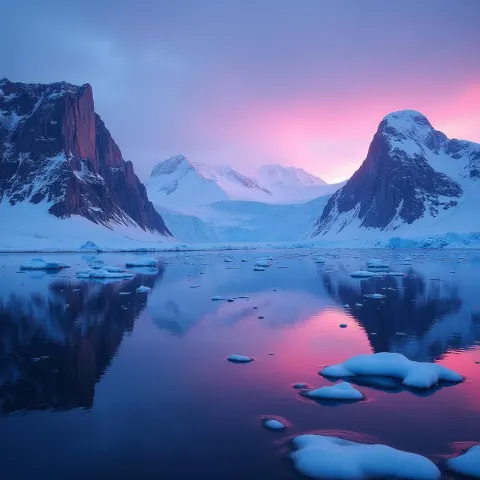 Antarctic Peninsula Mirrored in Neon Waters