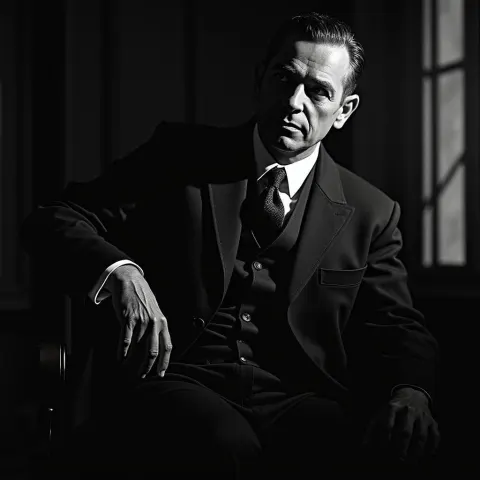 Oppenheimer in Dramatic Chiaroscuro Film Grain