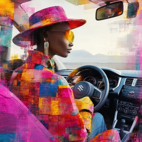 Fashion Designer Driving a Suzuki Vitara Collage