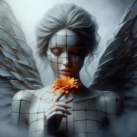 Breathtaking Angel In Kintsugi Style