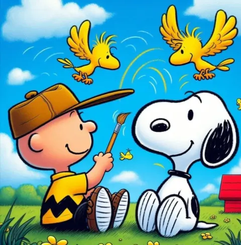 Snoopy Woodstock And Charlie In The Sky