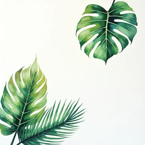 Floating Tropical Leaves in Neon Ombre