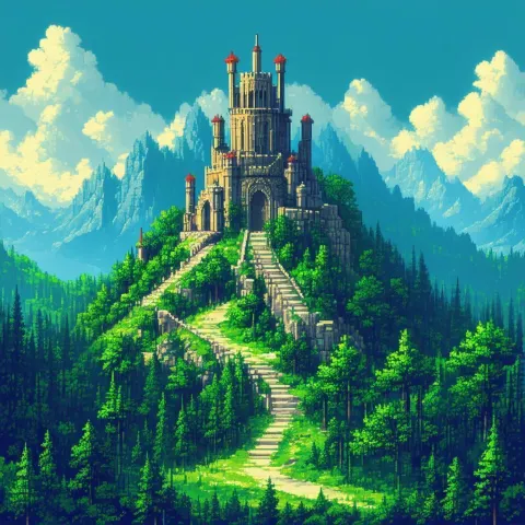 8 Bit Hermetic Fortress in Pixel Woods