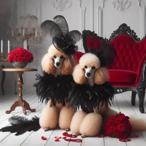 Glamorous Apricot Poodles in Victorian Room