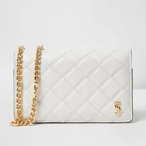 Quilted White Leather Wallet in Manga Detail