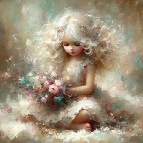 Whimsical Young Girl on a Furry Blanket