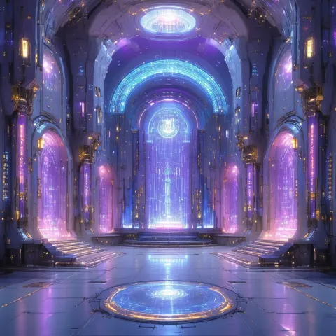 Sacred Cybernetic Chamber in Elegant Archviz