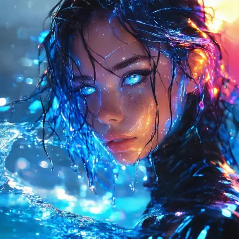 Glass Woman With Water Splash Hair