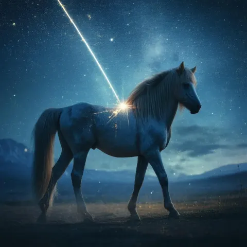 Majestic Pony Marked by a Shooting Star
