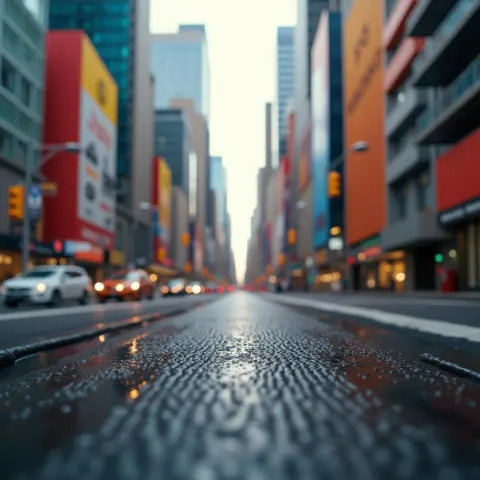 Macro Rainbow Streets of a Bustling City