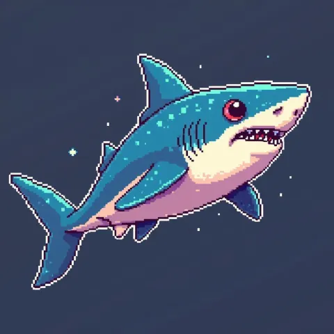 Retro 8 Bit Anthropomorphic Shark Sprite