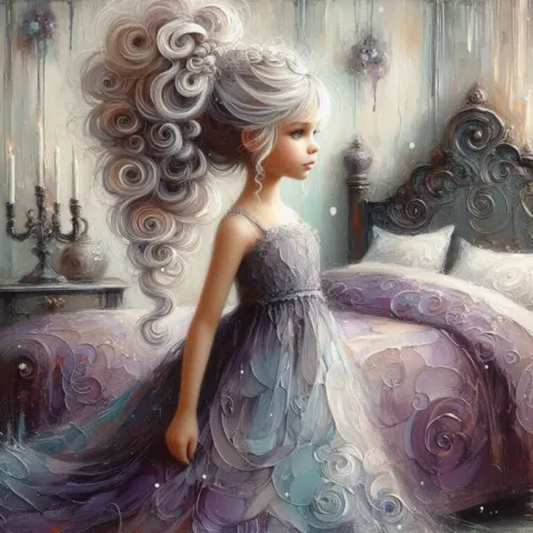 Whimsical Blonde Girl With Braids Victorian Fantasy Painting