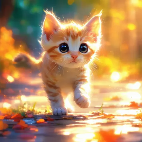 Mischievous Manga Kitten Mid Playful Leap