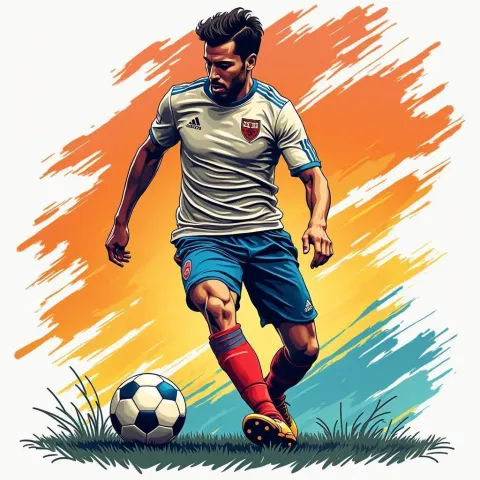 Vector Athlete Heading a Soccer Ball