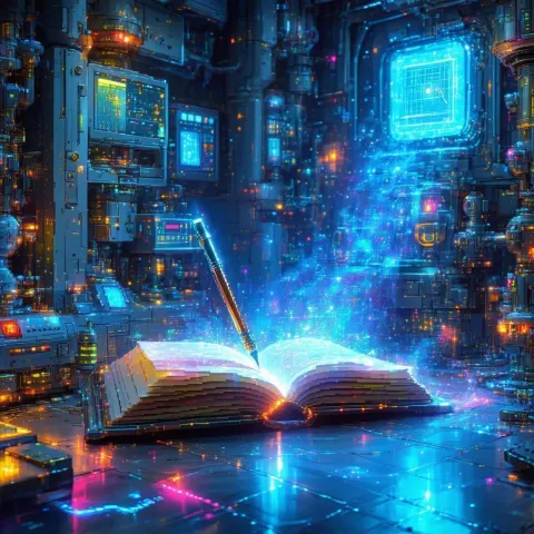AI Writes a Glowing Book in Pixels