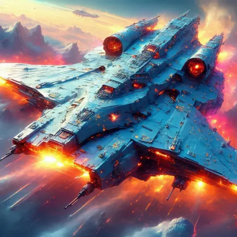Axonometric Star Wars Battleship in Painterly Magic