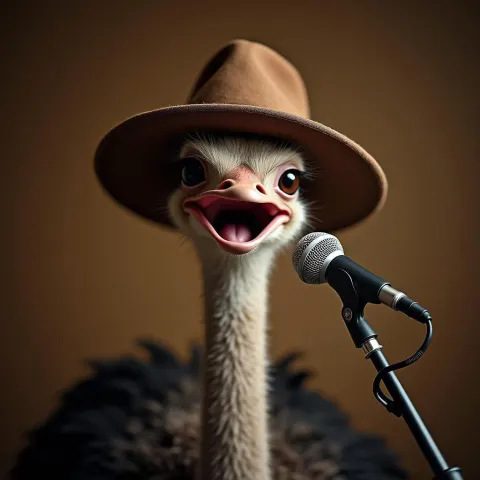 Fedora Wearing Ostrich Sings Soulful Blues