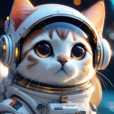 Golden Hour Space Cat in Lifelike 3D