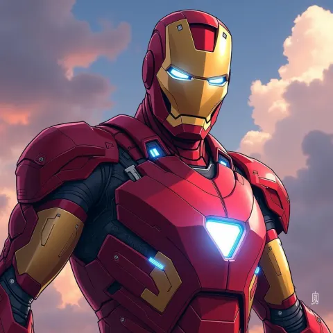 Smiling Elon Musk as Anime Iron Man