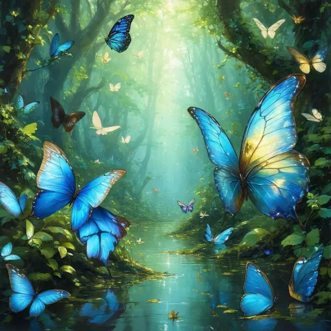 Enchanted Forest Butterflies in Vibrant Fantasy